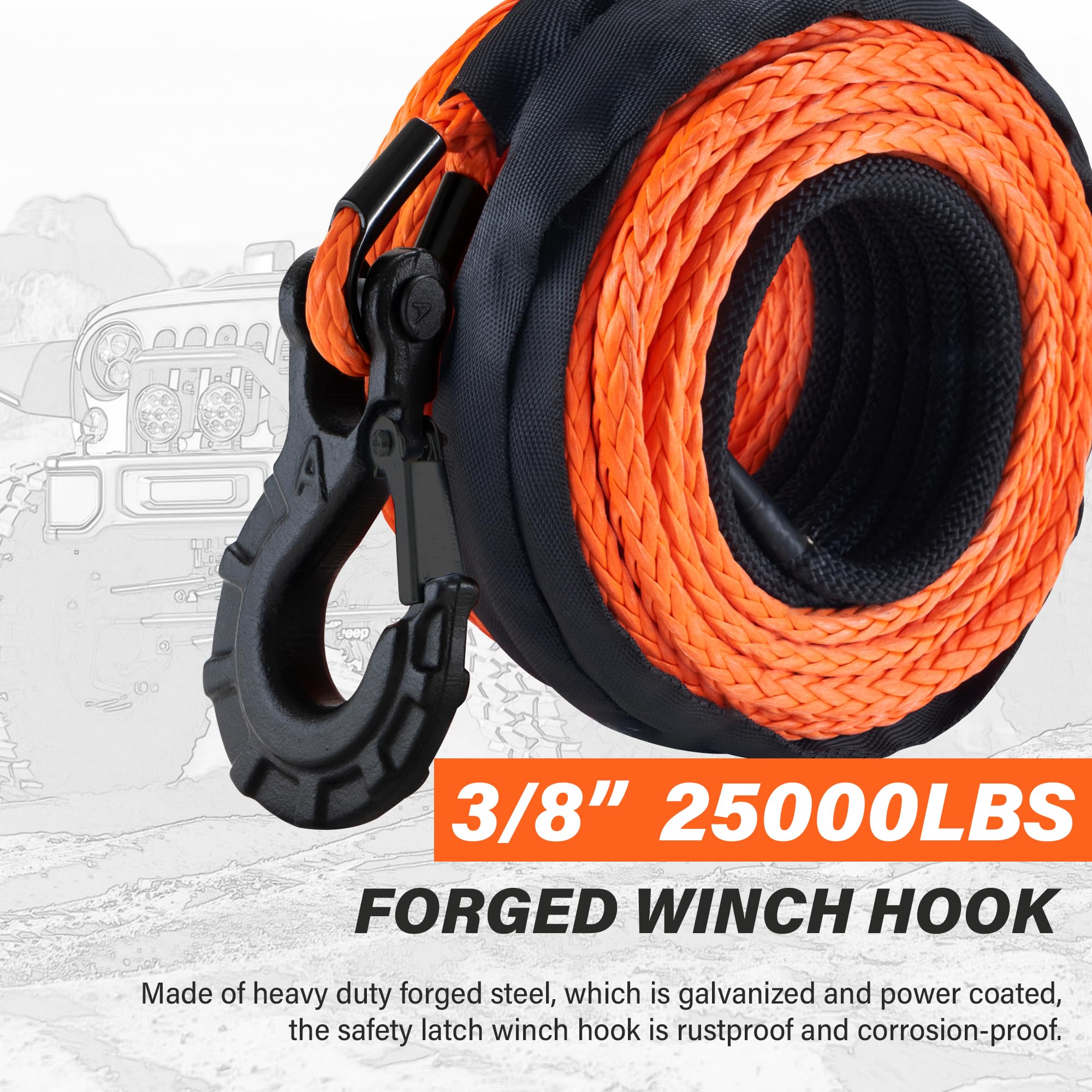 W3.8 ROPE WANTKEY exclusive 2本SET Amazon.com: TYT Synthetic Winch Rope 3/8